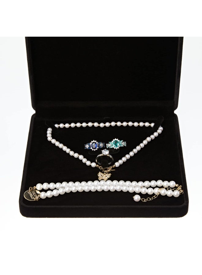 KISSUN Velvet Jewelry Set Box, Velvet Gift Box for Bracelet Necklace Earring Ring (Black) - Image 5